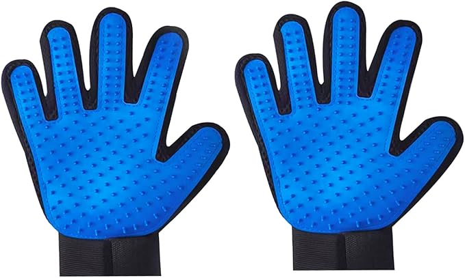 Zoocozy 2 in 1 Pet Hair Removal Glove for Cat Dog, Indoor Cat Grooming Gloves, Pet Washing Brush for Shedding Massage - Double-Sided Available(Dark Blue)