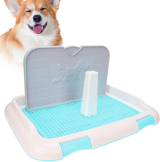 Indoor Dog Potty Tray, Miniature Poodle Dog Pad Holder Tray, Puppy Training Anti Slide Plastic Potty Tray Dog Toilet, Dog Litter Box for Small and Medium Dogs (Blue)