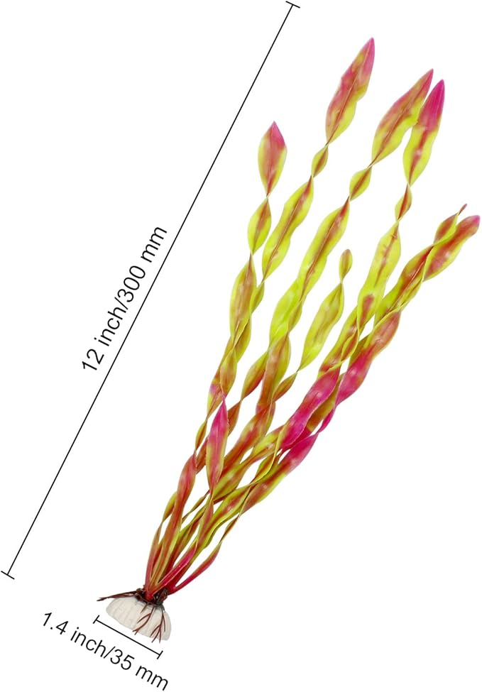 MyLifeUNIT Artificial Seaweed Water Plants for Aquarium, Plastic Fish Tank Plant Decorations 10 PCS (Wine Red)