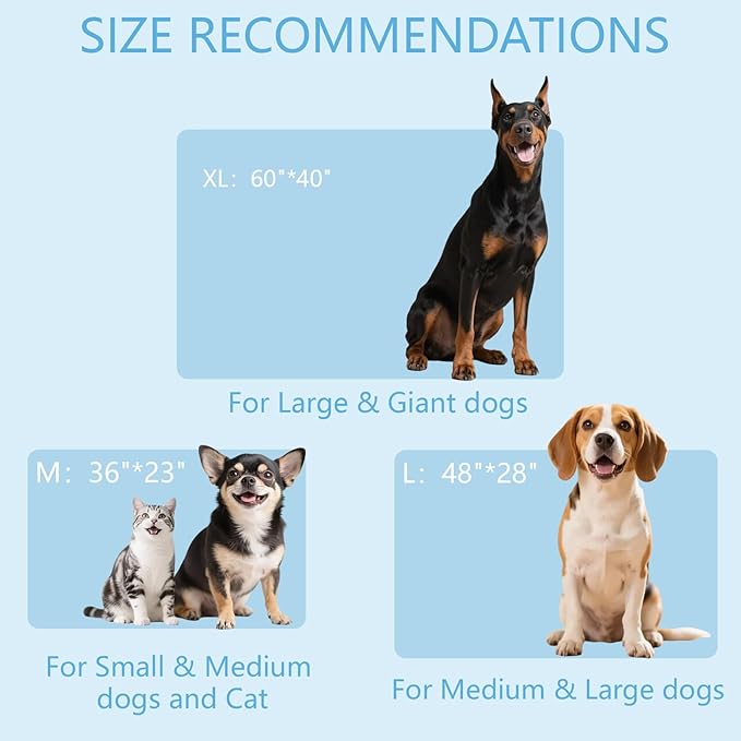 BECEMURU Dog Cooling Mat - 48" x 28" Thickening Cooling Pad Blanket for Crate, Kennel, Bed, Sofa - Machine Washable, Durable, Non-Gel - Keep Your Pet Cool and Comfortable