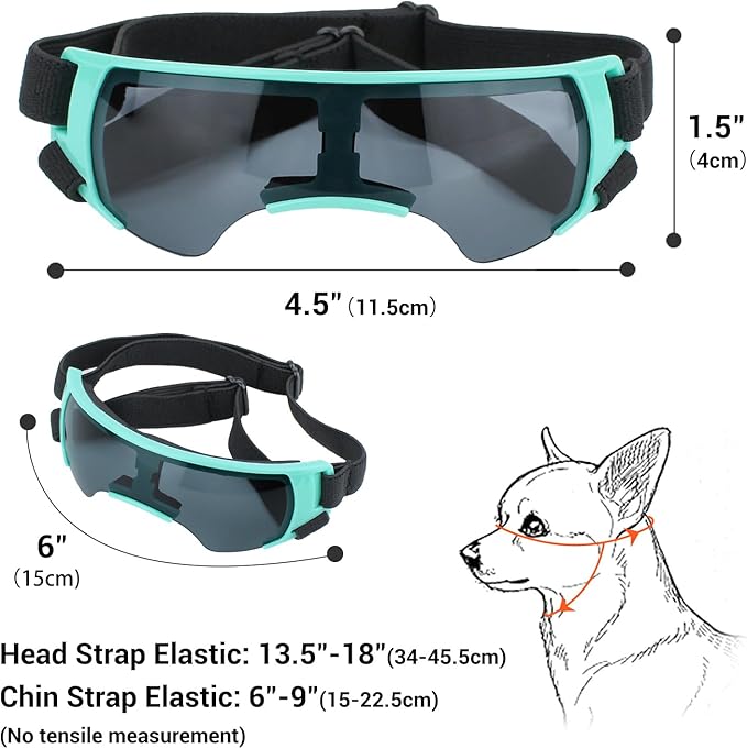 Lesypet Dog Sunglasses Small Breed, Dog Goggles for Small Dogs Windproof Anti-UV Glasses for Dogs Outdoor Eye Protection, Blue