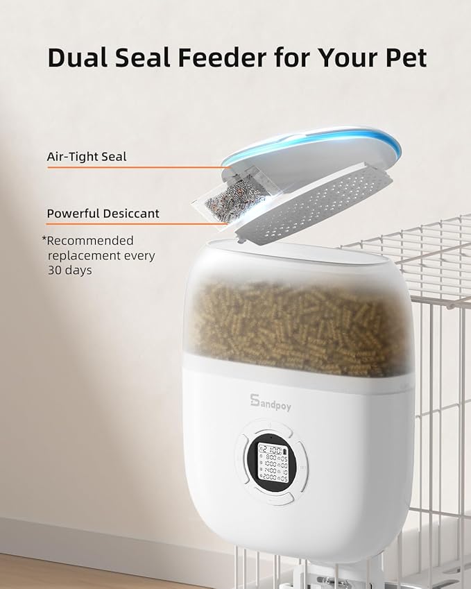 Hanging Rabbit Feeder, Programmable Automatic Pet Feeder with Dry Food Dispenser, Desiccant Bag and Portion Control for Rabbits Cats and Small Animals