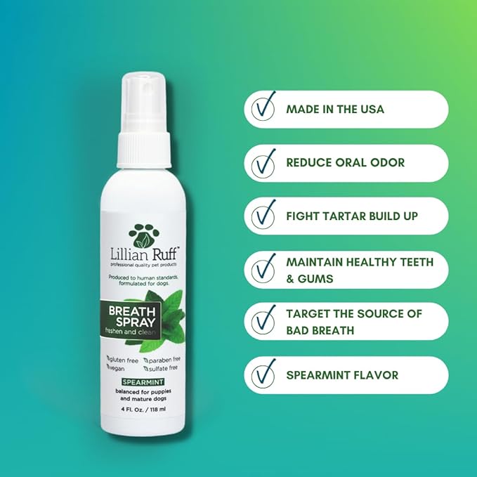 Lillian Ruff Starter Pack Gift Set for Dogs | Oatmeal Shampoo, Oatmeal Conditioner, Waterless Shampoo Citrus, Ear Cleaner & Otic Wax Solvent, Breath Spray, Leash Clip Waste Bag Dispenser with 15 Bags