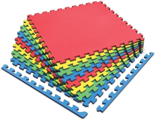 Norsk Reversible Kids Puzzle Play Mats 1/2" Thick EVA Interlocking Foam Tiles (Multicolor/Black 12 Tiles - 48 sq. Ft. 1/2" Thick)