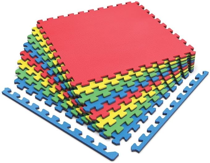 Norsk Reversible Kids Puzzle Play Mats 1/2" Thick EVA Interlocking Foam Tiles (Multicolor/Black 28 Tiles - 112 sq. Ft. 1/2" Thick)