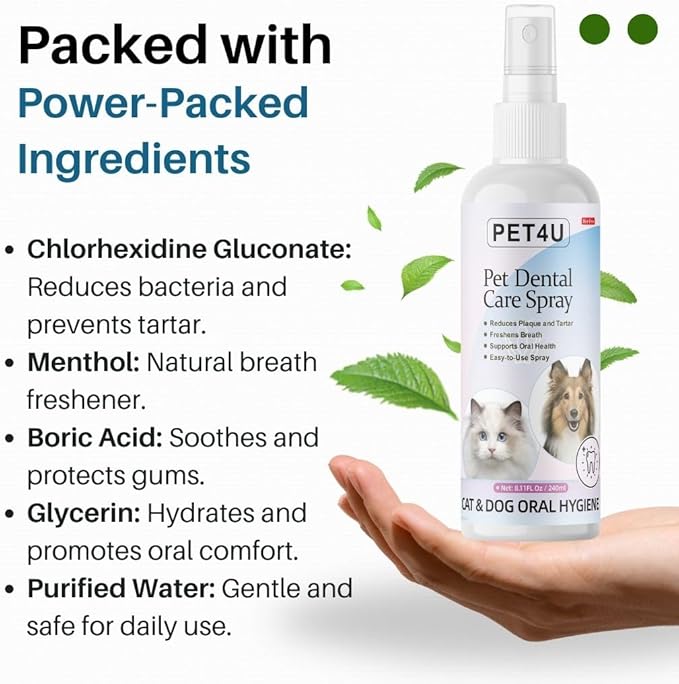 Dog Breath Freshener, 8 oz - Fights Plaque, Tartar & Bad Breath - Gentle Gum Care & pH Balance - Dog Dental Care for Cat and Dog - No-Brush Solution