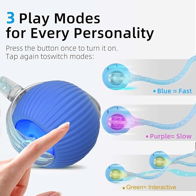 2 Packs Speed 2.0 Tail Interactive Cat Toys for Indoor Cats, Chirping & Motion Activate Ca t Toy, Smart Kitten Rolling Ball Moving Ball Toys, Rechargeable Dog Cat Bal l for Enrichment Exercise