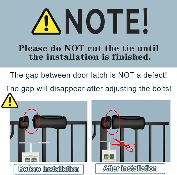 Extra Wide Baby Gate with 4.72in Extensions, Walk-Through, Auto Close, Pressure Mount Child Safety Gate (Black, Extension-4.72"/12cm)