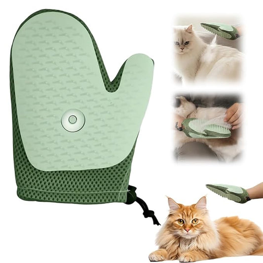 All-in-One Grooming Mist Glove for Pets, Upgrade Efficient Pet Hair Remover Gloves Grooming Spray Comb, Gentle Deshedding Efficient for Dogs & Cats (Green)