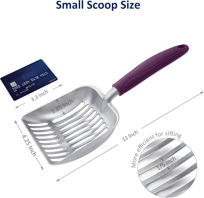WePet Cat Litter Scoop, Aluminum Alloy Sifter, Kitty Metal Scooper, Deep Shovel, Long Handle, Poop Sifting, Kitten Pooper Lifter, Durable, Heavy Duty, for Litter Box
