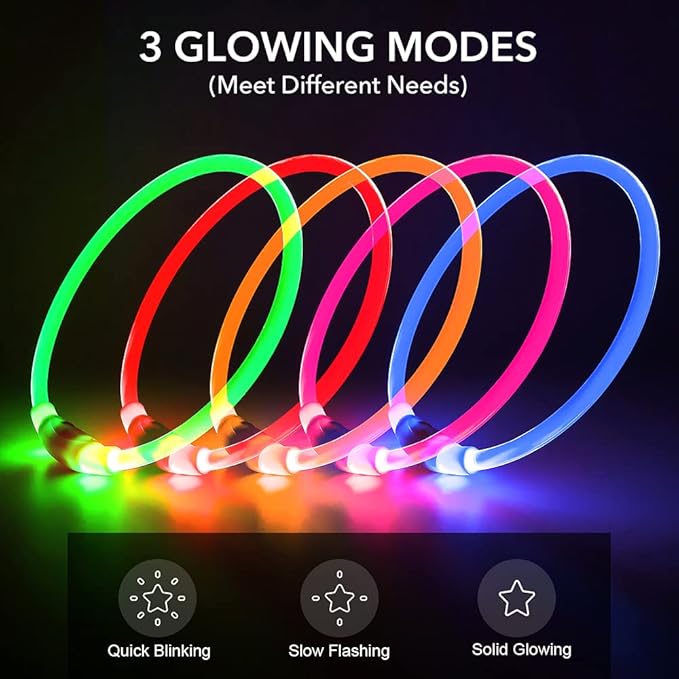 BSEEN LED Dog Collar, USB Rechargeable Glowing Pet Collar, TPU Cuttable Dog Safety Lights for Small Medium Large Dogs (Orange),70cm