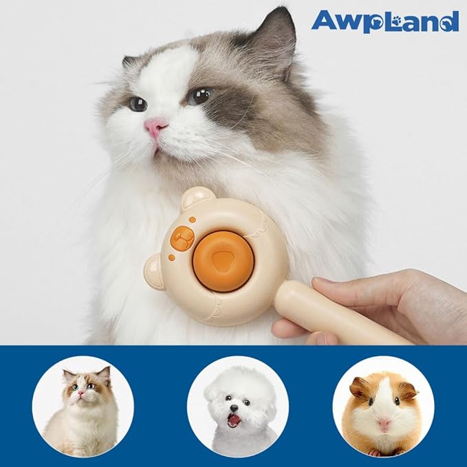 Cat Brush for Short or Long Haired Cats Dogs Rabbits, Cute Dog Brushes with Release Button for Massage and Removes Loose Fur, Dog Hair Brush Kitten Grooming Deshedding Comb