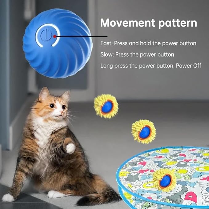 Interactive Cat Toy with Moving Ball and Sound – Motion-Activated Play Mat with Hidden Ball – Fun Hunting Toy for Indoor Cats and Kittens