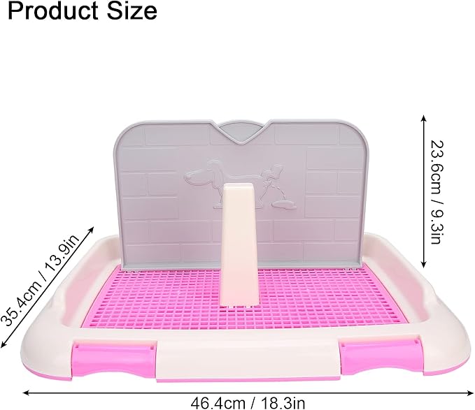 Puppy Dog Potty Tray, Puppy Training Toilet Tray Pet Training Pad Holder, Cat Potty Fence Dog Scheduled Urination Potty Tray, Dog Litter Box for Small and Medium Dogs, Bunny, Cats (Pink)
