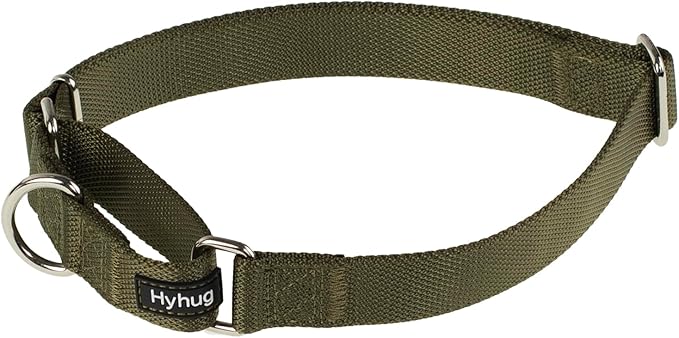 Hyhug Pets Premium Upgraded Heavy Duty Nylon Anti-Escape Martingale Collar for Boy and Girl Dogs Comfy and Safe - Professional Training, Daily Use Walking. (Army Green, Large)