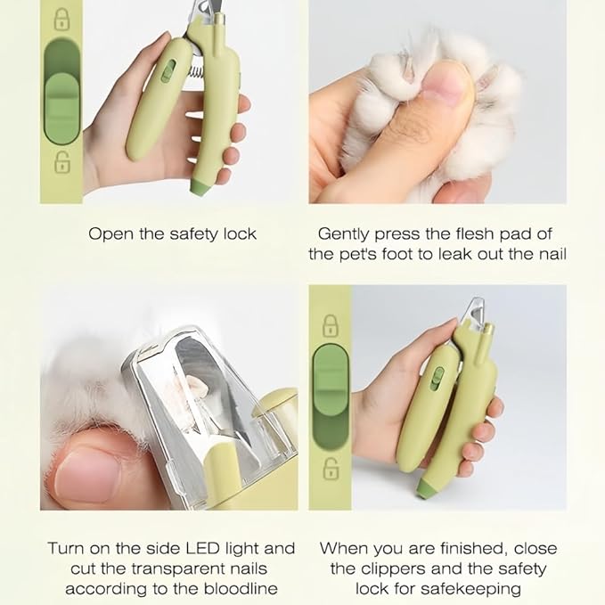 LED Pet Nail Clippers,Upgrade Cat Nail Clipper with Light,Cat Claw Trimmer Nail Clippers for Dogs,Trim Your Pets Nails Easy and Pain-Free Grooming Tool for Small Animals (Yellow)