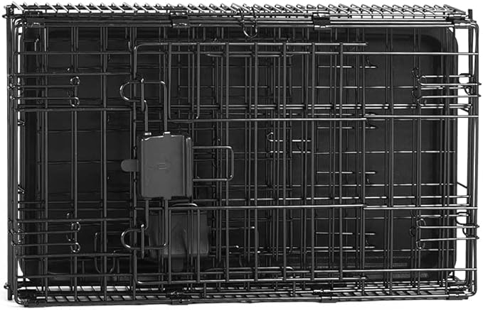 Amazon Basics Durable,Foldable Metal Wire Dog Crate with Tray, Double Door, Divider, 22 x 13 x 16 in, Black