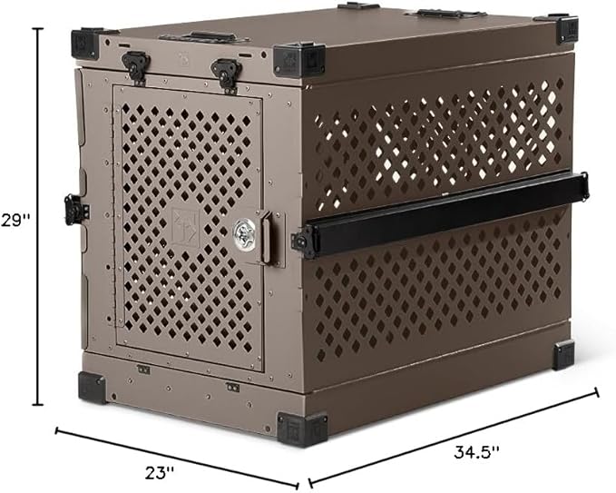 Impact Collapsible Dog Crate - Foldable Hard Crate for Intermediate Dogs - Heavy Duty Travel Kennel with Powder-Coated Aluminum - Quick Setup for Indoor & Outdoor (Gray, 34" (34.5" L x 23" W x 29" H))
