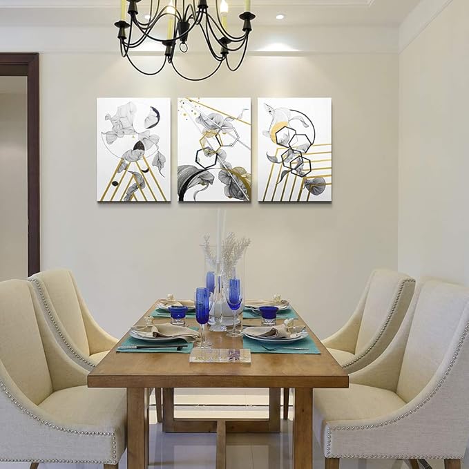 modern Abstract painting Canvas Wall Art for Living Room Wall Artworks Bedroom Decoration, 3 piece Framed office kitchen bathroom Wall decor inspirational Black and white abstract posters Home Decor
