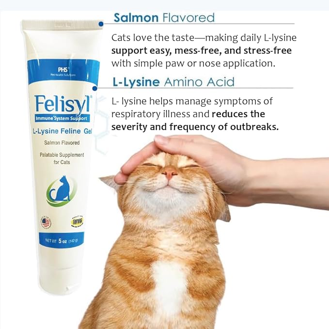L-Lysine Gel for Cats (5oz) – Supports Immune, Respiratory, and Eye Health. Eases Sneezing, Runny Nose, and Watery Eyes. Tasty Salmon Flavor - Made in The USA (2 Pack)