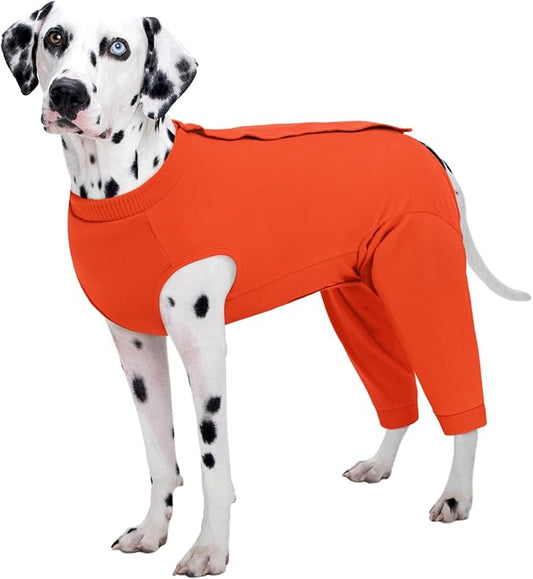 Kuoser Dog Recovery Suit for Rear Legs, Dog Surgical Suit with Pants Cover to Prevent Licking Wounds, Dog Onesie for Surgery Female Spay Male Neuter, Anti Licking Dog Recovery Leg Sleeve, Orange 3XL