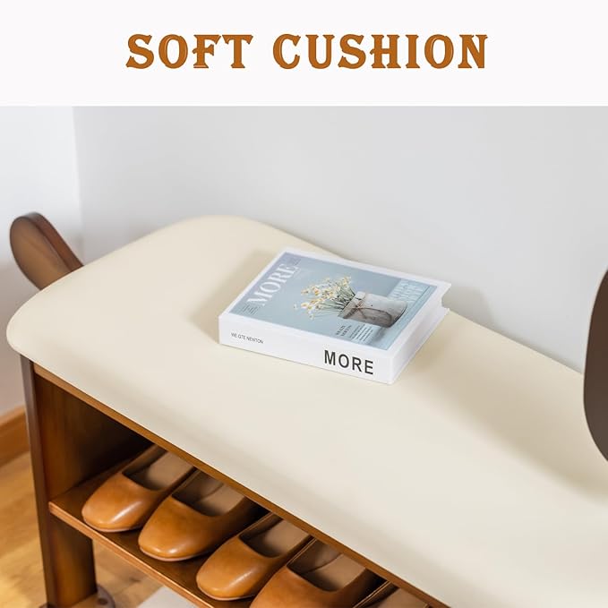 latifolia Puppy Shoe Bench, 2-Tier Solid Wood Entryway Organizer, Cute Pet-Shaped Shoe Bench for Hallway & Living Room,(23.62 inch)