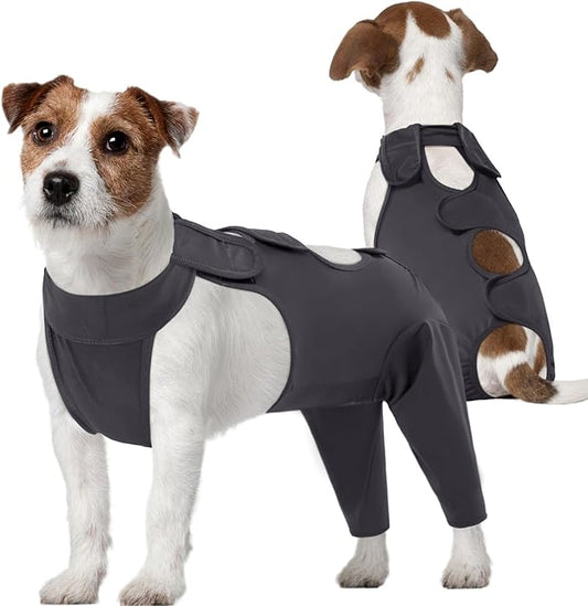 Kuoser Dog Surgery Recovery Suit - Thigh Wound Protective Sleeve for Female & Male Dogs, Pet Surgical Onesie for Spay/Neuter, Gray XS
