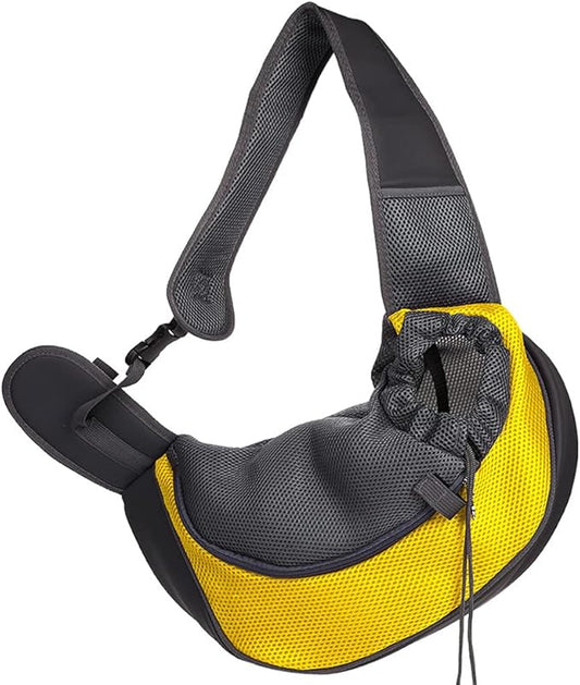 Pet Dog Sling Carrier, Breathable Mesh Portable Travel Safe Pet Sling Shoulder Bag Carrier with Adjustable Non-Slip Shoulder Strap for Small Dogs Cats Puppy
