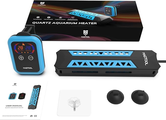 ＭagTool 100-1200W Aquarium Heater, Submersible Fish Tank Heater with Over-Temperature Protection and Automatic Power-Off Fish Heater with Digital Controller for Freshwater and Saltwater