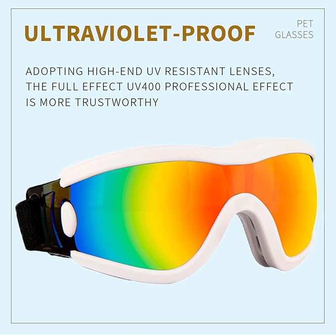 Medium Dog Sunglasses with Adjustable Strap UV Protection, Winproof Puppy Sunglasses, Suitable for Dogs Eyes Protection，Soft Dog Goggles