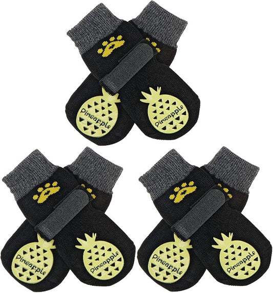 BEAUTYZOO Anti-Slip Dog Socks,Dog Shoes for Hot/Cold Pavement,Paw Protectors with Grips 3 Pairs for Puppy Small Medium Large Senior Old Dogs,Dog Socks to Prevent Licking and Hardwood Floor Protection