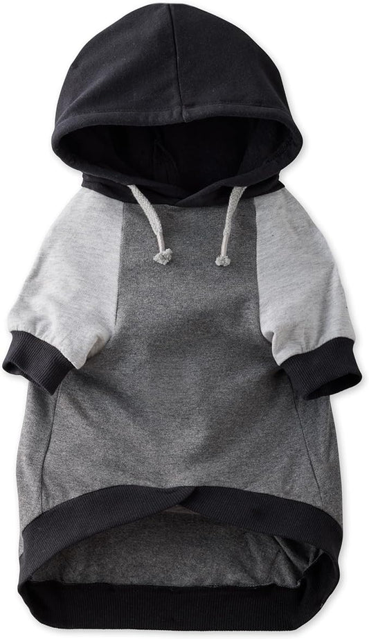 Rocky – The Orginal Lightweight Hooded TEE 100% Organic Cotton Dog Hoodie Pet Coat Sweater for Small, Medium, Large Dogs, Black Color Block, Small