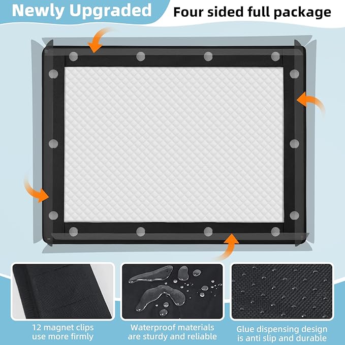 Dog Pee Pad Holder, Puppy Pad Holder, 14 Powerful Magnetic Clips, Indoor Dog Potty, Oxford Cloth Material, Fit 34x28 Pad, Black