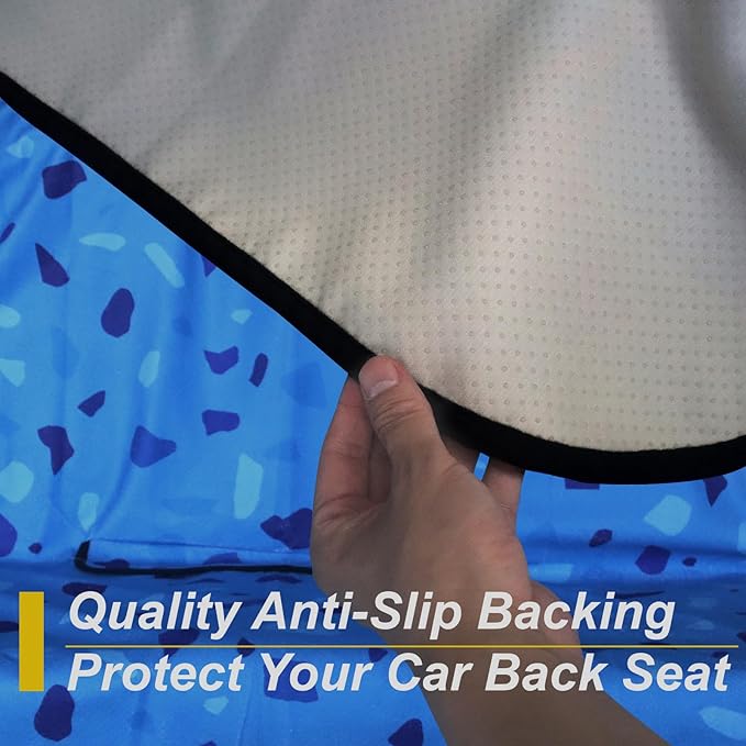Back Seat Cover for Car Trucks Van SUV,Waterproof Rear Bench Towel Seat Covers for Dogs and Kids,Automotive Backseat Protector (Blue Marbling)