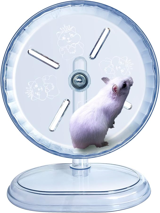 Silent Hamster Wheel, Super-Silent Hamster Exercise Wheels Accessories, Quiet Running Wheels, Adjustable Stand for Hamsters Mice Or Other Small Animals (White, Ф 7 inch)