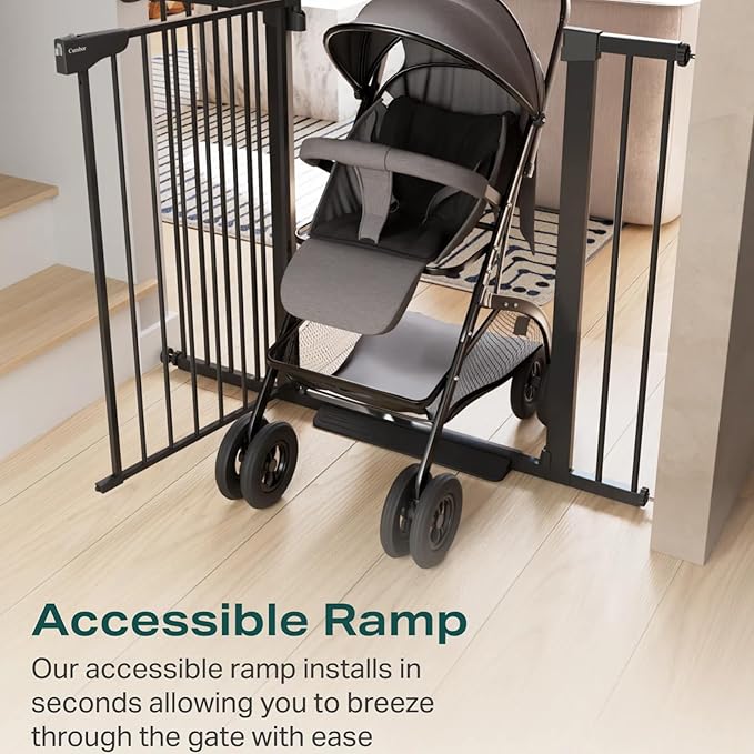 Cumbor 36" Extra Tall Baby Gate for Dogs and Kids with Wide 2-Way Door, 29.7"- 46" Width, and Auto Close Personal Safety for Babies and Pets, Fits Doorways, Stairs, and Entryways, Black