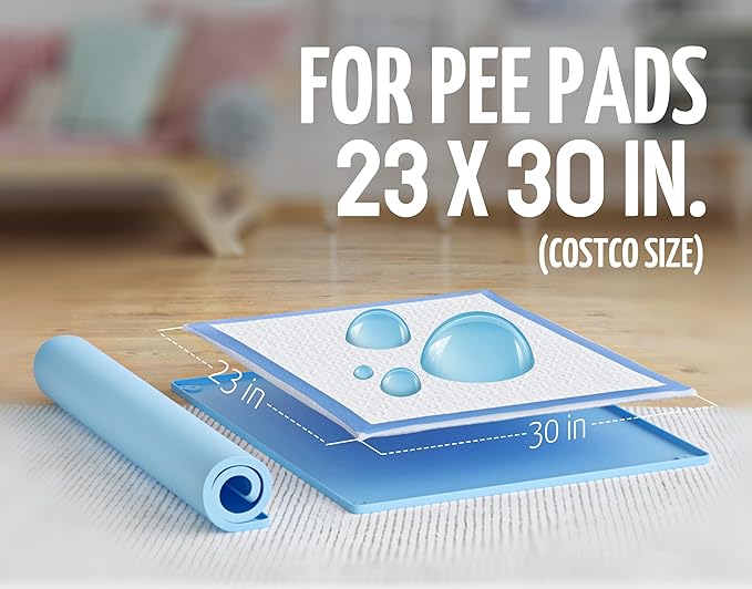 Skywin TidyFriend Pee Pad Holder Tray for 30 x 23 InchesPeepad with Corner Clips, 2 Pack Silicone Dog Potty Tray, Easy to Clean No Spill Dog Potty Training Pad Holder (Blue)