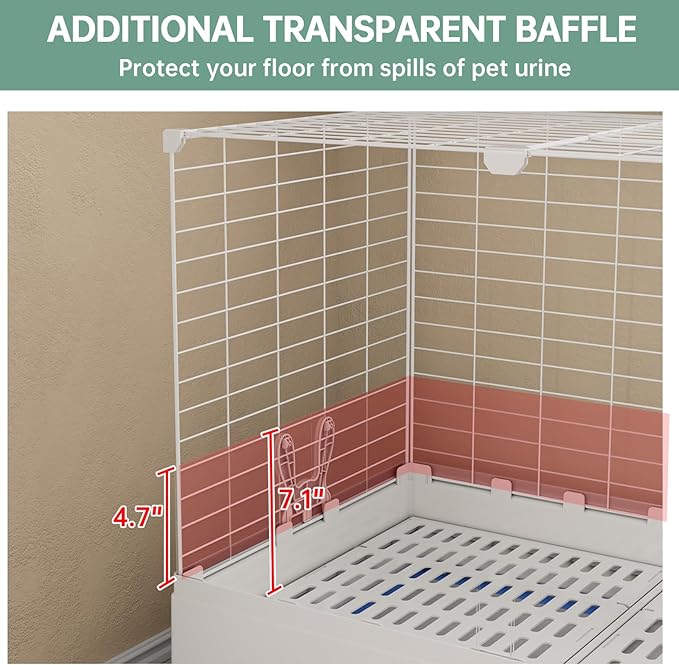 Oneluck Indoor Bunny Cage with Pull-Out Tray,Wheels and Transparent Panel，Rabbit, Guinea Pig, Chinchillas, and Small Animal Condo