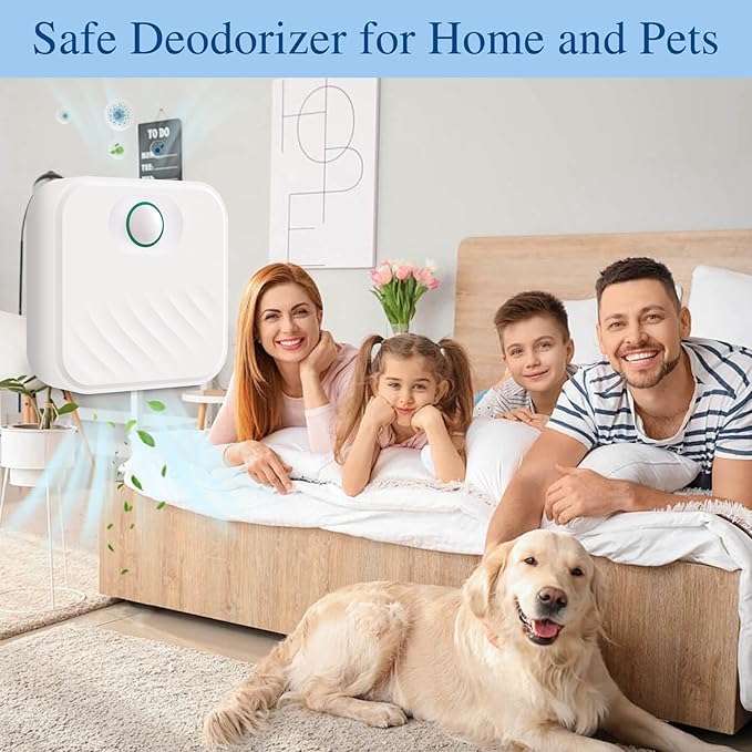 Smart Cat Litter Deodorizer，Dust-Free Cat box Deodorizer Rechargeable 4000 mAh，for All Kinds of Cat Litter Box Bathroom Wardrobe Kitchen and Small Area, White
