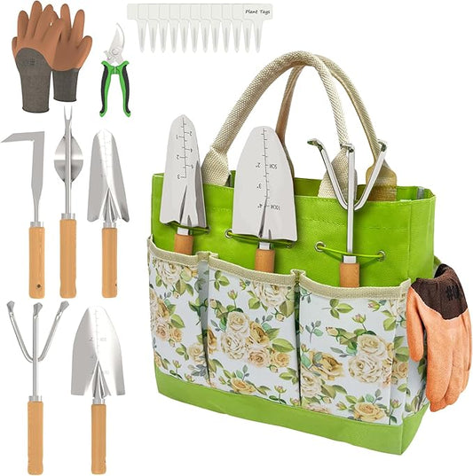 20-Piece Gardening Tools with Fashion and Durable Storage Bag - Heavy Duty Garden Tools Stainless Steel Rust-Proof Ergonomic Garden Tool Set - Ideal Gifts for Women and Men - Portable Gardening Kit