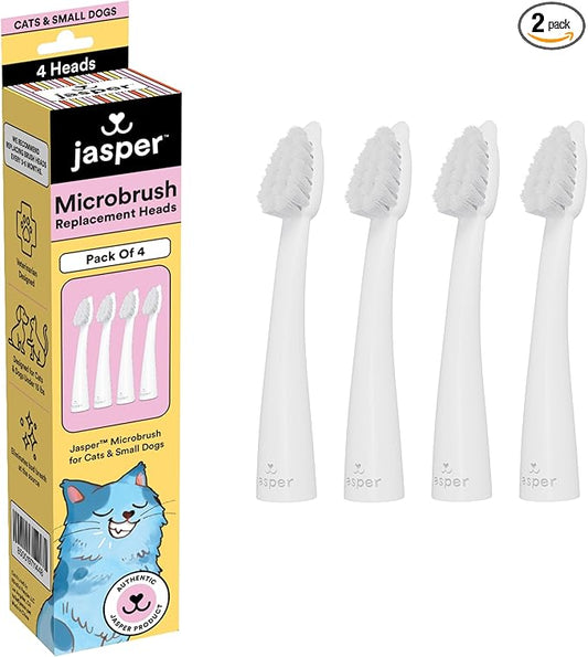 Jasper Microbrush Cat Toothbrush, Soft-Bristled Toothbrush Kit for Felines & Small Dogs, Non-Slip Handle with 2 Replaceable Brush Heads, Use with Cat Toothpaste (Microbrush, Brush Heads Only)