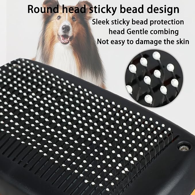 Self cleaning slicker brush for dogs and cats, skin-friendly grooming cat brush, easy-to-clean dog hair brush, depilatory brush, hair brush puppy brush, pet cleaning accessories (Yellow)