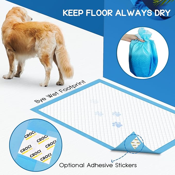 CROCI Puppy Pads 30x36in with Adhesive Tabs, Dog Pads Extra Large Super Absorbent Up to 8 Cups, Disposable (40 Counts)