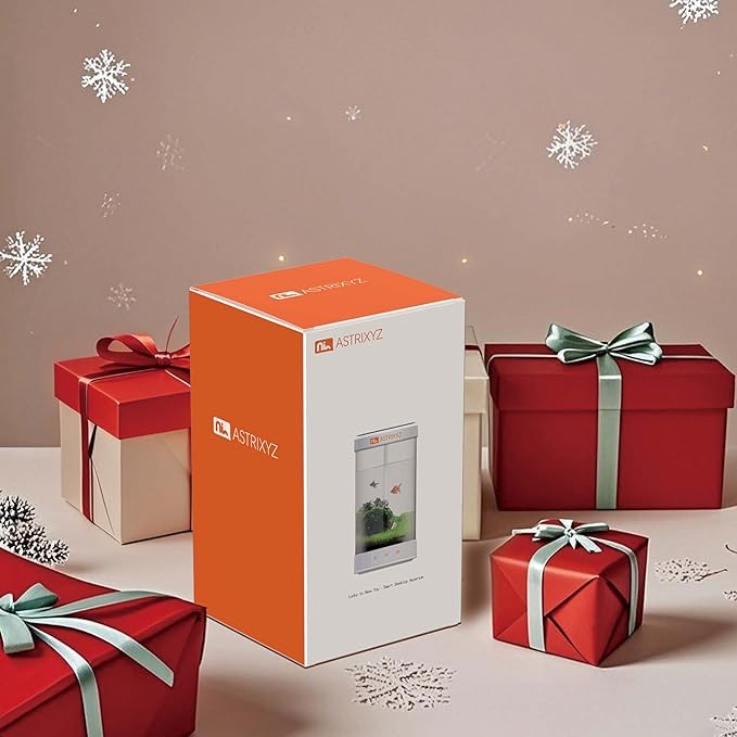 Aquarium Kit-1.5 Gallon Self-Cleaning Betta Fish Tank with 3-in-1 Filtration System, Oxygenation,Water Circulation, Multi-Color LED Lights - Quiet Desktop Aquarium for Home,Office & Gifts(White)