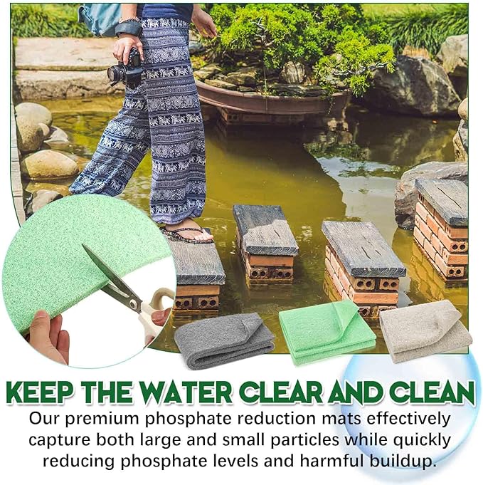 Treela 3 Pcs 18 x 10 Inch Aquarium Filter Pads Ammonia Phosphate Nitrite Remover Reducer Filter Pads Cut-to-fit for Aquariums & Ponds Fish Tank Accessories (Green,Gray,Khaki)