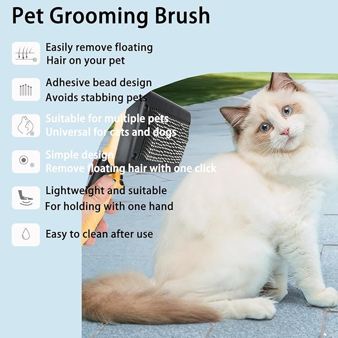 Self cleaning slicker brush for dogs and cats, skin-friendly grooming cat brush, easy-to-clean dog hair brush, depilatory brush, hair brush puppy brush, pet cleaning accessories (Yellow)