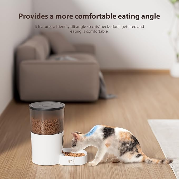 Automatic Cat Feeders, 3L Timed Cat Dry Food Dispenser, Dual Power Supply, Programmable Portion Size, Auto Pet Feeder for Cats and Small Dogs