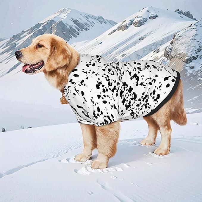 Dalmatian Hoodie, Cute Halloween Cosplay Winter Costume With Pocket, Dalmatians Print Clothes for Medium Large Dogs XXX-Large