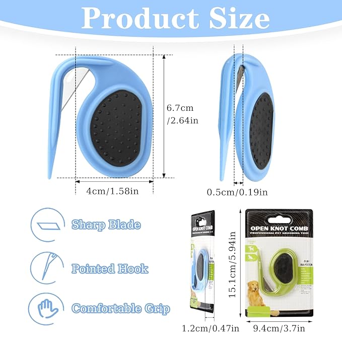 Multifunctional Pet Grooming Comb - Hair Removal Tool for Cats and Dogs, Knot Remover and Opener for Loose, Knotted Fur