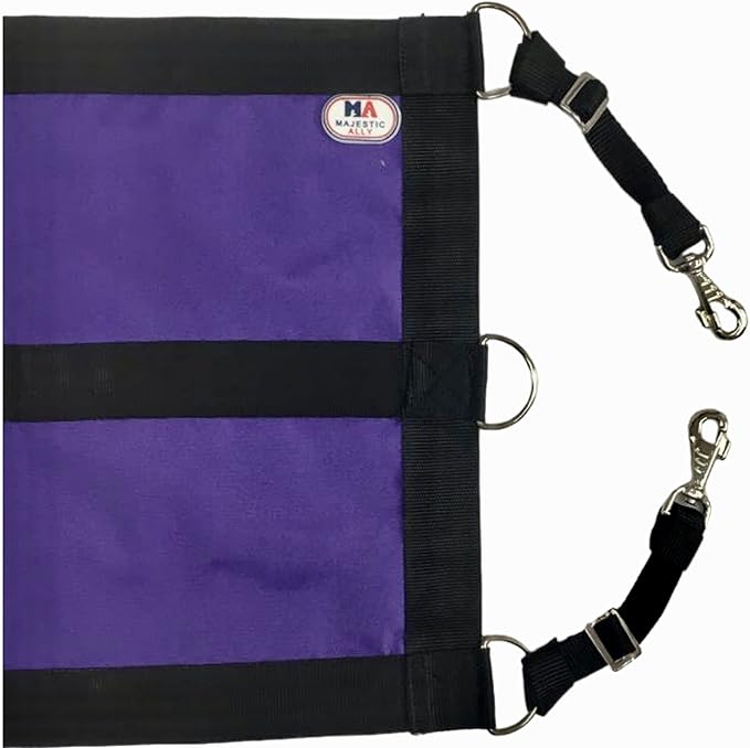 Majestic Ally 1200D 29"x19" Horse Stall Guard with Replaceable and Adjustable Length Straps and Replaceable Hardware (Purple Black)